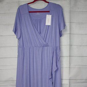 Isabel Maternity Low Cut Lavender Short Sleeve Maxi Dress in XL NWT